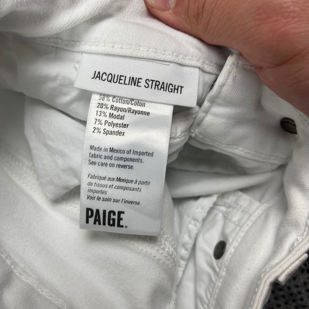 PAIGE High-Rise White Straight-Leg Jeans with Frayed Hem - Picture 3 of 11